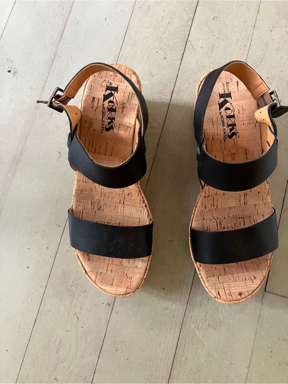 Black Cork Wedge Sandals with Ankle Strap - Women,Korks by KorkEase - Picture 2 of 3